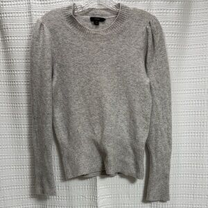 J. Crew Puff-sleeve crewneck sweater in Supersoft yarn Light Gray SZ XS preppy